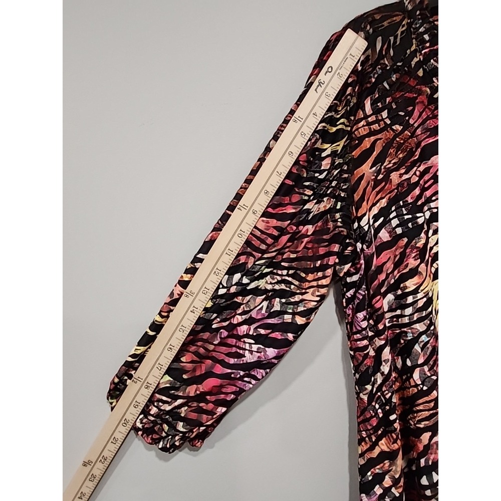 Calessa NWT Blouse Tunic Womens‎ XL Zebra Print Multicolor Long Sleeve V Neck - Picture 7 of 9